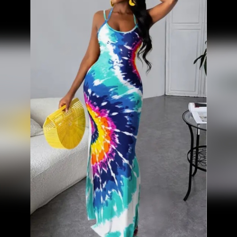 Vibrant Tie-Dye Maxi Dress